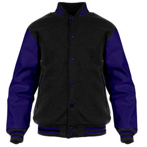 Chaqueta Varsity personalizada para escuela secundaria, chaqueta de béisbol universitaria de estilo americano con mangas de cuero lavanda de lana negra para hombres, envío DDP - Product Image 5