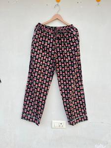 Traje de noche de algodón 100% hecho a mano indio, ropa de dormir con estampado Floral, elegante, informal para primavera, otoño, vacaciones, paseo matutino exclusivo - Product Image 3