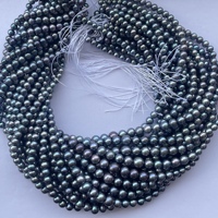 Perles de pierre d'eau douce naturelles noires arc-en-ciel de 5 mm et 7 mm, brin de perles de qualité AAA certifiées IGI, coupe lisse, création de bijoux