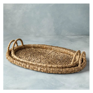 Vassoio di corda di bambù sostenibile naturale intrecciato a mano con alghe e Rattan accento decorativo <span class=keywords><strong>cucina</strong></span> bagno spazi abitativi <span class=keywords><strong>arredamento</strong></span> Diwali