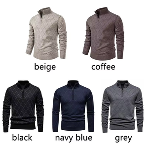 Pull en maille épaisse et côtelée pour homme, personnalisé, pour l'hiver, en polyester/coton, anti-boulochage, respirant, avec logo sur le devant - Product Image 5