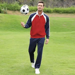 Survêtement en polaire ODM coupe ajustée pour hommes, ensemble deux pièces en polyester de haute qualité avec fermeture éclair, vêtements de sport coupe-vent, vente en gros en usine - Product Image 4