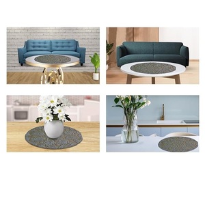 แผ่นรองแก้วทรงกลมสีเขียวเข้มที่ทำด้วยมือพร้อมด้วยพรมและแผ่นรองจานที่สวยงามสำหรับงานแต่งงานหรือใช้ในชีวิตประจำวัน - Product Image 4