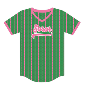 Jersey de Béisbol Verde para Hermandad Femenina, Estilo Casual y Elegante, Color Rosa y Verde - Product Image 5