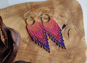 Boucles d'oreilles en verre multicolore de style boho pour femmes faites à la main 8mm 4mm 2mm glands perles de verre au chalumeau en cristal à la mode - Product Image 5