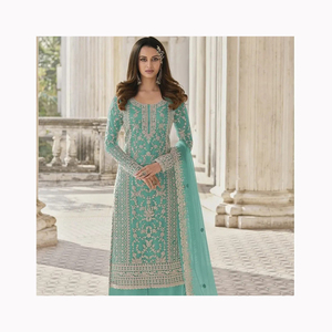 Vestidos de chifón bordados de boda de diseñadores paquistaníes para mujer Trajes Salwar Kameez de algodón de seda de 3 piezas en oferta - Product Image 4