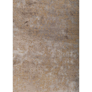 Alfombra Kavi Gris y Negra Anudada a Mano de Lana y Seda de Bambú con Patrón Abstracto para Sala de Estar o Pasillo, Tamaño 9x12 - Esk-662 - Product Image 3
