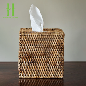 Eco-friendly Natural <b>Rattan</b> <b>Tissue</b> <b>Box</b> <b>Cover</b> with Lock Decorative Bathroom Holder Made in Vietnam Custom Logo - Product Image 6