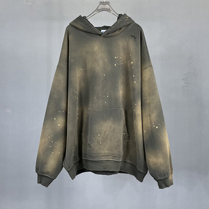 Wholesale Winter Vintage Blank Distressed Hoodie Custom Heavyweights Acid Washed Streetwear Oversized <b>SweatPants</b> Hoodie <b>Set</b> - Product Image 3