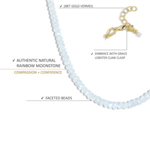 Collar con cuentas de piedra lunar Natural para mujer, Plata de Ley 925, regalo de joyería de piedra natal Lisa para bodas, tamaño 16 pulgadas - Product Image 4