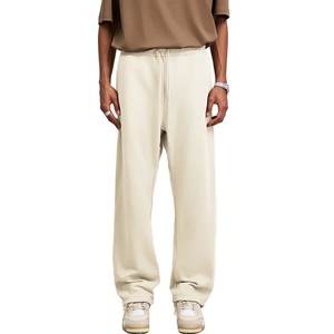 Pantalones de chándal de felpa francesa de algodón pesado de alta calidad personalizados, pantalones de chándal bordados con cordón liso 350 GSM para hombres - Product Image 4