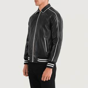 Chaqueta Varsity 2026 con Logotipo Personalizado en Cuero Vacuno Negro, el Mejor Abrigo de Invierno para Hombre, Cuero Genuino, Venta al Por Mayor desde Pakistán - Product Image 2