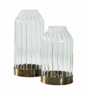 Ribbed Metal Hurricane <b>Modern</b> Reversible <b>Tree</b> Shape Shade Votive Holder Wedding Home Decor Indoor Outdoor Table Centerpiece - Product Image 2