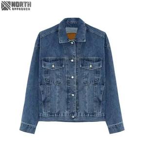 Jackets For Men 2025 Custom Designs Winter Washed Denim <b>Canvas</b> Jacket Custom Oem Solid Color <b>Blue</b> Washed Denim Jeans Jacket - Product Image 3