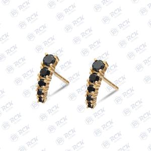 Negro 0,50 TCW redondo brillante corte Moissanite Stud pendientes para mujer diamante Studs aniversario regalo joyería para ella - Product Image 4