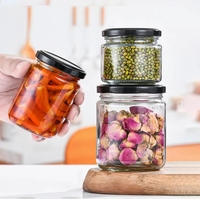 Grosir stoples kaca bulat 180ml 200ml 480ml 500ml 750ml ml wadah kaca penyimpanan makanan kedap udara kosong dengan tutup logam