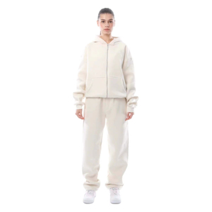 Chándal acampanado 2025 de algodón con logotipo personalizado, chándal en blanco con cremallera, Sudadera con capucha y pantalón, chándal para correr para hombre 100 - Product Image 4