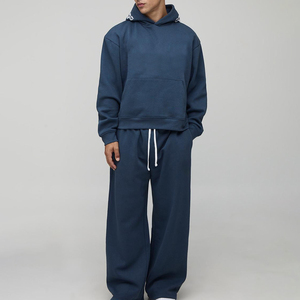 Ensemble survêtement et sweat-shirt en molleton français personnalisé 2024, 100% coton, streetwear d'hiver, uni, léger, ensemble de jogging sportif - Product Image 1