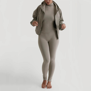 เสื้อฮู้ดมีซิปเปิดไหล่สำหรับผู้หญิงเสื้อแจ็กเก็ตระบายอากาศได้ดีเสื้อสเวตเชิ้ตผ้าฝ้ายผ้าฟลีซโอเวอร์ไซส์ OEM ผู้ผลิตที่ดีที่สุด - Product Image 2