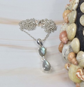 Labradorite Gemstone <b>Simple</b> Design 925 Sterling Silver <b>Gold</b> Plated <b>Necklace</b> Pendant Perfect Wedding & Anniversary Gift Jewelry - Product Image 2