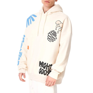 Sudaderas con capucha básicas en blanco Sudaderas básicas, algodón mezclado LOGO Jersey de gran tamaño para hombres Sudaderas con capucha impresas Color sólido liso - Product Image 2