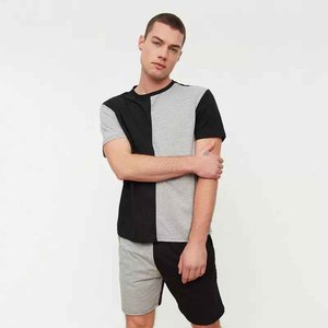 Men's Color Blocking T-Shirt And Shorts Set Crew Neck Casual Summer Wear 100% Cotton Knitted Breathable Outfit - Product Image 4