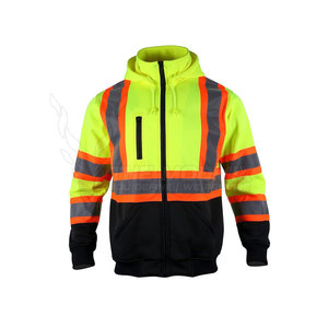 Veste de sécurité réfléchissante jaune à haute visibilité, classe 2 ANSI, imperméable, avec des bandes orange et blanches et un bas noir - Product Image 5