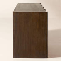 Meuble bar moderne Macron en bois massif, finition chêne brun foncé, portes à fermeture douce, meuble polyvalent pour chambre à coucher, salon, entrée