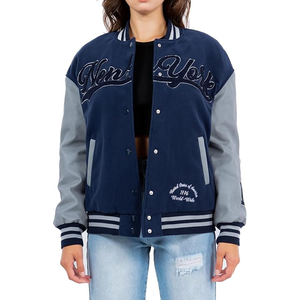 Chaquetas universitarias cortas informales para mujer, manga larga desgastada, forro de lana elástico con botones de cuero, suministro al por mayor impermeable - Product Image 2