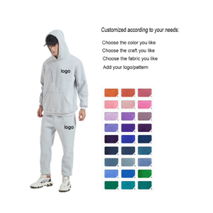 ชุดวอร์มฤดูหนาวลายโลโก้แบบกำหนดเอง เสื้อผ้าสตรีทแวร์ผู้ชาย ผ้าฟลีซ ระบายอากาศ แห้งเร็ว เสื้อโอเวอร์ไซส์ กางเกงจ็อกเกอร์ เสื้อฮู้ดลายอนิเมะ - Product Image 2