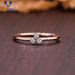 Lab-Stone Party Wear Bague en diamant 0.054 TDW Diamant taille ronde Or rose 18kt Couleur EF-VS - Product Image 1