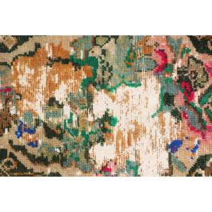 Alfombra Vintage de 1.3x3.1 pies, Alfombra Turca Pequeña, Alfombra con Bordes Marrones y Verdes - Product Image 5