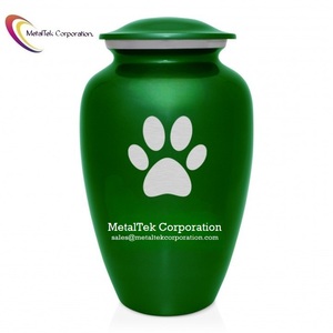 Urna de cremación de Metal verde con estampado de pata blanca para cenizas de mascotas, gato, perro, Animal, cenizas conmemorativas cremadas, tarro de urnas de Metal, urnas para mascotas de bajo precio - Product Image 6
