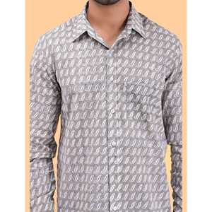 เสื้อเชิ้ตผู้ชายพิมพ์ลายลำลอง ผ้าฝ้าย 100% แขนยาว ลายดอกไม้จุดๆ ระบายอากาศได้ดี ผ้าป๊อปลินอ๊อกซ์ฟอร์ด ไซส์ XL รับผลิตแบบ ODM - Product Image 2