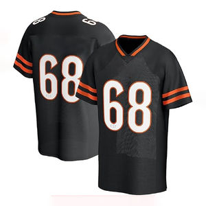 Camiseta de fútbol americano para hombre con logotipo personalizado 100% poliéster negro sublimación camisetas con nombre de equipo personalizado y conjuntos de números - Product Image 1