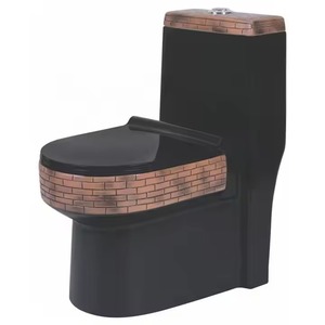New Style Decorative Pattern Floor-Mounted Siphonic Flushing White-Black One-Piece Water Closet <strong>Toilet</strong> <strong>Jet</strong> <strong>Spray</strong> Sanitary Ware - Product Image 3