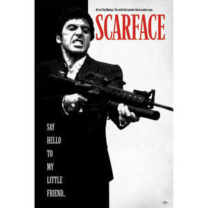 Affiche Scarface d'Al Pacino 'Dites bonjour à mon petit ami' – Tableau mural moderne sur toile avec cadre noir - Product Image 3