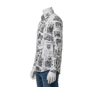 Chemise en lin et coton anti-rides pour homme, tissu doux et respirant, impression par décharge, vêtement décontracté, chemise confortable pour un usage quotidien, fournisseur - Product Image 4