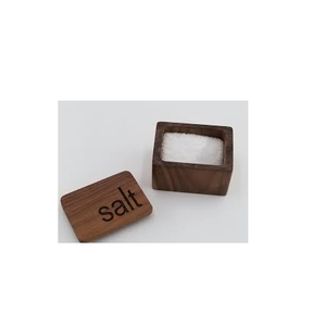 Salero de madera de Acacia, recipiente con cuchara y contenedor de pimienta y sal de madera de Acacia Natural, cuchara y forma redonda - Product Image 5