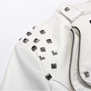 Moda mujer tachonado PU chaqueta de cuero personalizado al aire libre otoño 2025 moda femenina tachonado chaqueta de cuero para mujer - Product Image 3