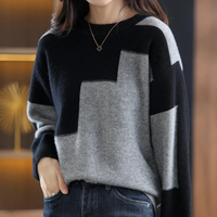 Pull-over décontracté pour femme en acrylique thermique à col rond, manches longues, coupe ample, avec appliques et boutons, pour le printemps et l'automne