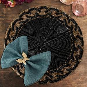 Handmade Beaded Satin Table Mat Solid Farmhouse Design Modern Quality Wedding Home Hotels Restaurant Table Decor <b>for</b> Export - Product Image 5