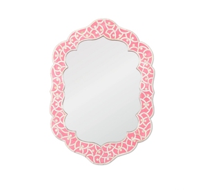 Miroir mural arrondi en résine pour salle de bain et hôtel Caractéristique d'incrustation d'os de conception florale faite à la main - Product Image 3