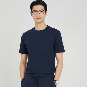 Ensemble de gommage médical pour hommes confort léger mélange de coton extensible à 4 voies haut de gommage à col rond fabricant d'uniformes d'allaitement tissés - Product Image 1