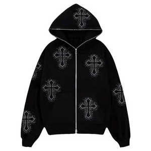 Custom Distressed Acid Wash Zip con Logo Vintage Wash Sudadera con cremallera completa para el invierno Sudaderas con capucha básicas, sudaderas con capucha de algodón mezclado - Product Image 1