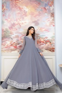 Pakistan lụa đẹp phong cách thiết kế đám cưới khâu maxi Bridal thêu Maxi Dress - Product Image 4