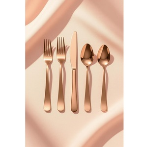 ชุดช้อนส้อมสแตนเลสชุบโรสโกลด์ขัดเงาอย่างสมบูรณ์แบบสำหรับโต๊ะของราชวงศ์และงานเลี้ยงฉลองที่ยิ่งใหญ่เหนือกาลเวลา - Product Image 6