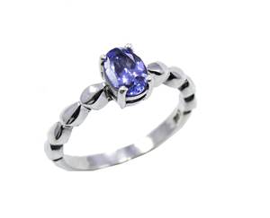 Bague fine élégante et élégante en argent sterling 925 avec lunette en tanzanite naturelle plaquée rhodium pour les fêtes et les occasions - Product Image 3