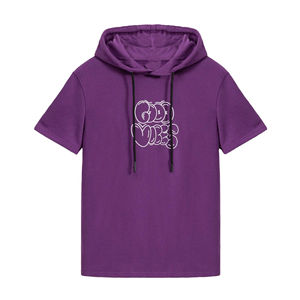 เสื้อฮู้ดลำลองแขนสั้นของผู้ชายโอเวอร์ไซส์ผ้าฝ้าย100% พัฟพิมพ์ลายปักระเหิดดีไซเนอร์กราฟิก - Product Image 2