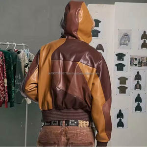 Vestes en cuir PU synthétique pour hommes, personnalisées, avec logo brodé et appliqués, coupe-vent, zippées, style baseball, pour l'hiver - Product Image 4